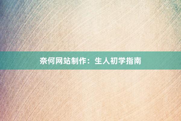 奈何网站制作：生人初学指南